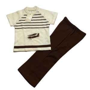 Vintage Lido Boys two-piece knit set | Size 24 months | Brown/Cream